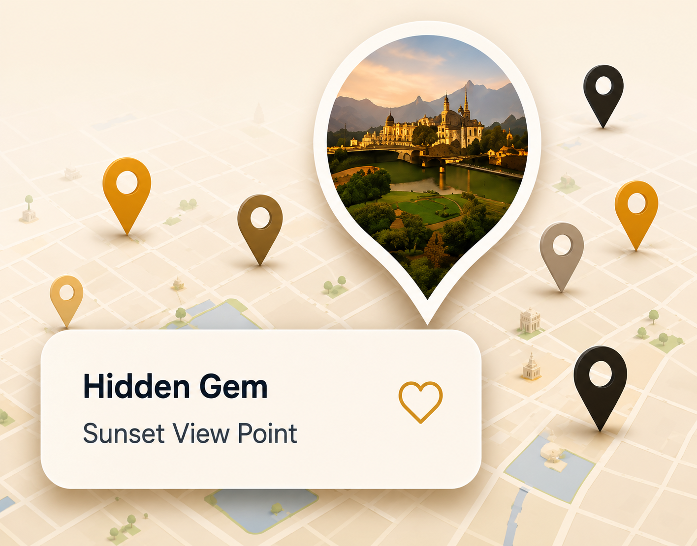 Smart explore map with Hidden Gem: Sunset View Point